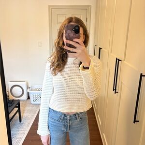Cream Crochet Knit 100% Cotton Long Sleeve Top